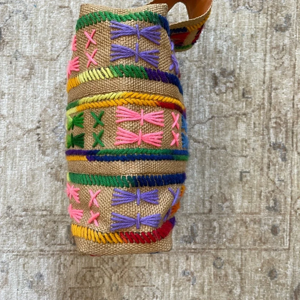 Vintage Colorful Burlap Bag. - Picture 4 of 14